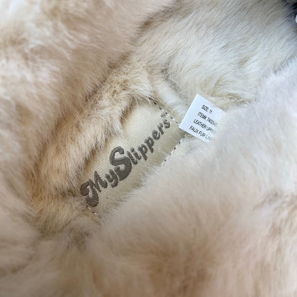 My Slippers Leather / Faux Fur Lining Soft Cozy Slippers Size 11 Gray - Picture 6 of 9